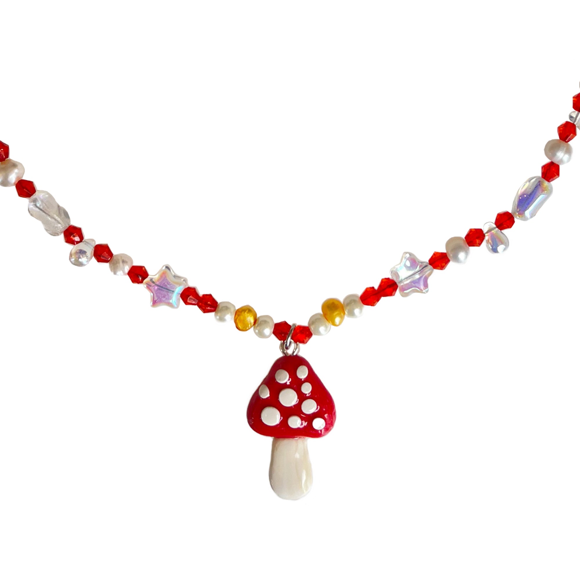 Boho Candy Heart Mushroom Charm Choker Clay Beaded Necklace For Women  Asymmetry Imitation Pearl Necklace Sweet Summer Jewelry - AliExpress
