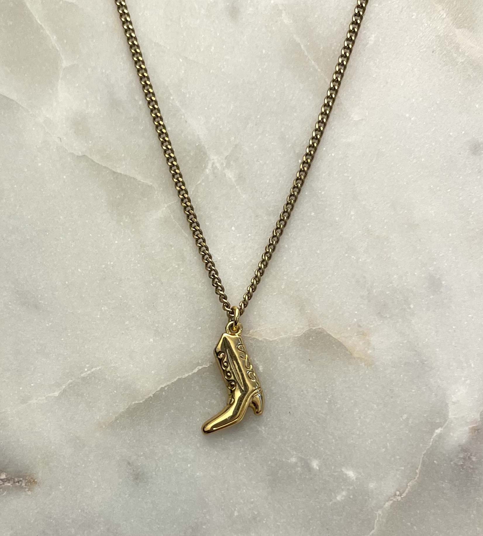 Cowboy boot necklace sale