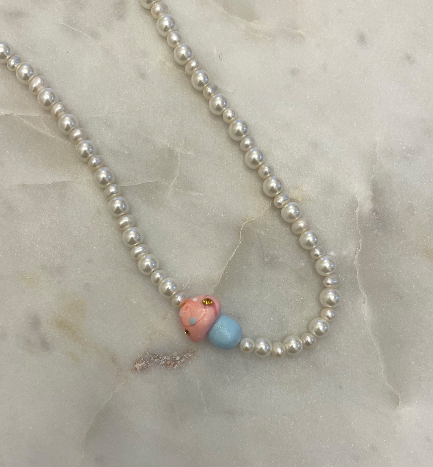Pastel Mushroom Pearl Necklace